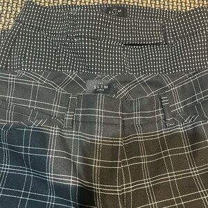 The slim ankle cropped pants. 2 pairs plaid and polka dot